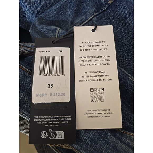 7 For All Mankind NWT Men's Slimmy Slim Straight Fit Jeans Size 33 Champlin t22 - Picture 9 of 9